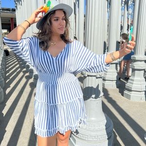MAHINA Blue & White striped Dress
